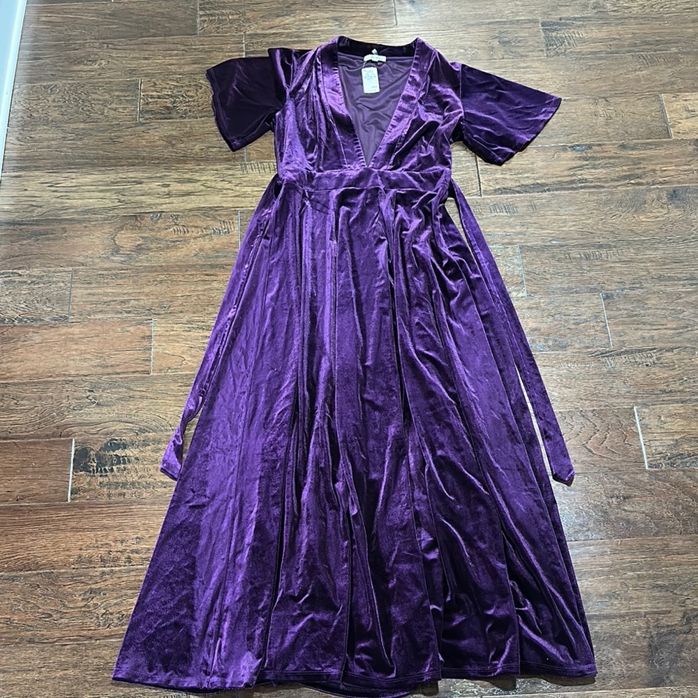 Neiman Marcus Purple Velvet Wrap Dress